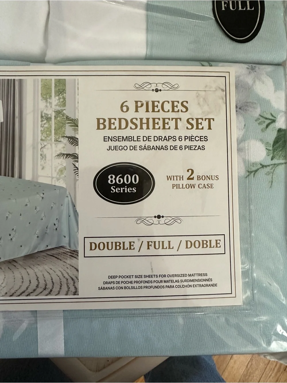 6-Piece Light Blue Floral Bedsheet Set -